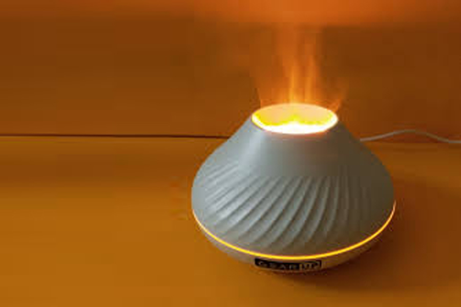 GearUP DQ705 Volcanic Flame Mini Humidifier With Color Night Light- White